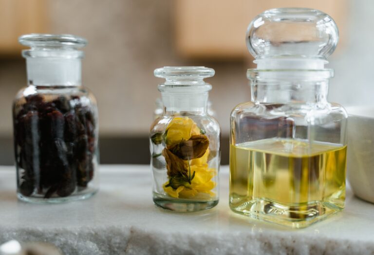 class jars with botanicals